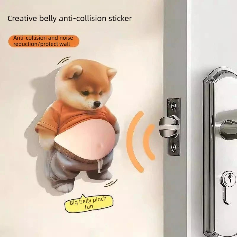 Squeezable Big Belly Corgi Silicone Anti Collision Sticker Creative Adorable Stress Relief Fridge Decal for Car and Home Decor Peaceful Pleasures Health and Wellness