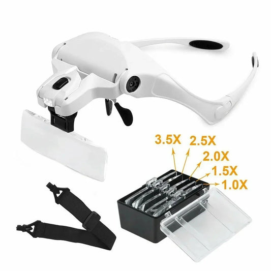 Hot Selling Magnifying Glass LED Light Head Loupe Jeweler Watch Bright Magnifier with 5 Lens Peaceful Pleasures Health and Wellness