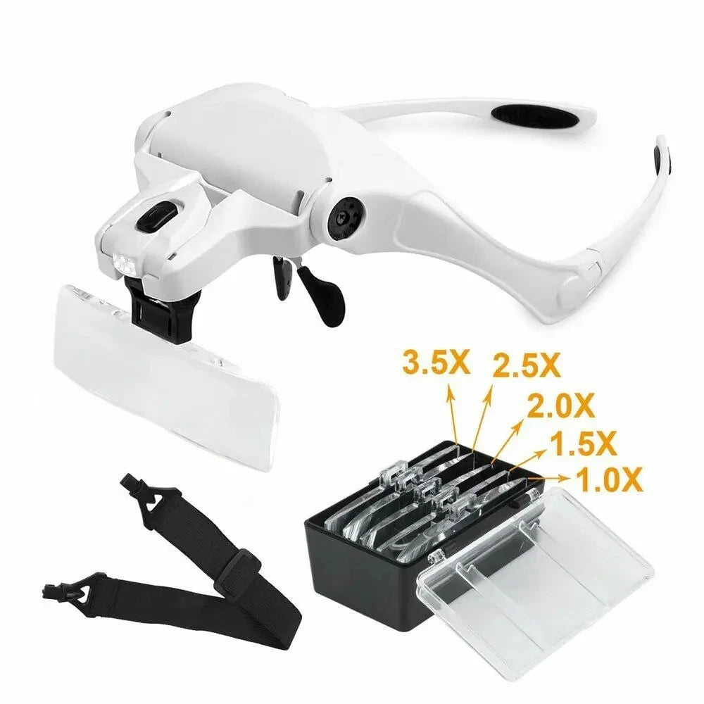 Hot Selling Magnifying Glass LED Light Head Loupe Jeweler Watch Bright Magnifier with 5 Lens Peaceful Pleasures Health and Wellness