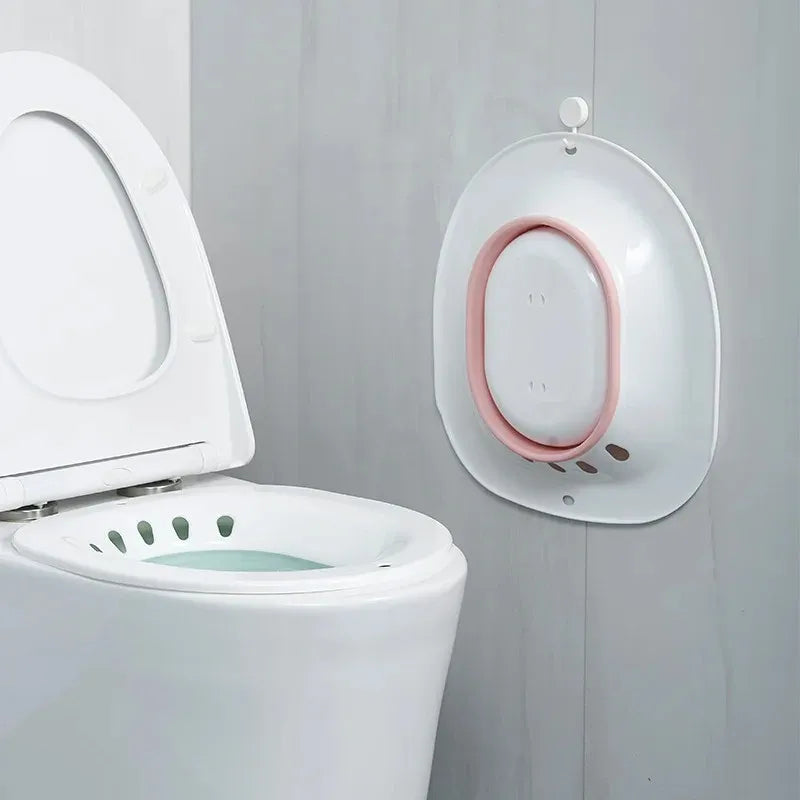 Sitz Bath for Hemorrhoids, Sitz Bath for Toilet Seat, Postpartum Care, Sits Bath Kit for Women, Collapsible, Flusher Hose Peaceful Pleasures Health and Wellness