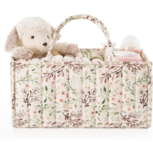 Floral Portable Diaper Caddy Organizer with Removable Divider Diaper Caddy Organizer Peaceful Pleasures Health and Wellness Pastoral Daisy