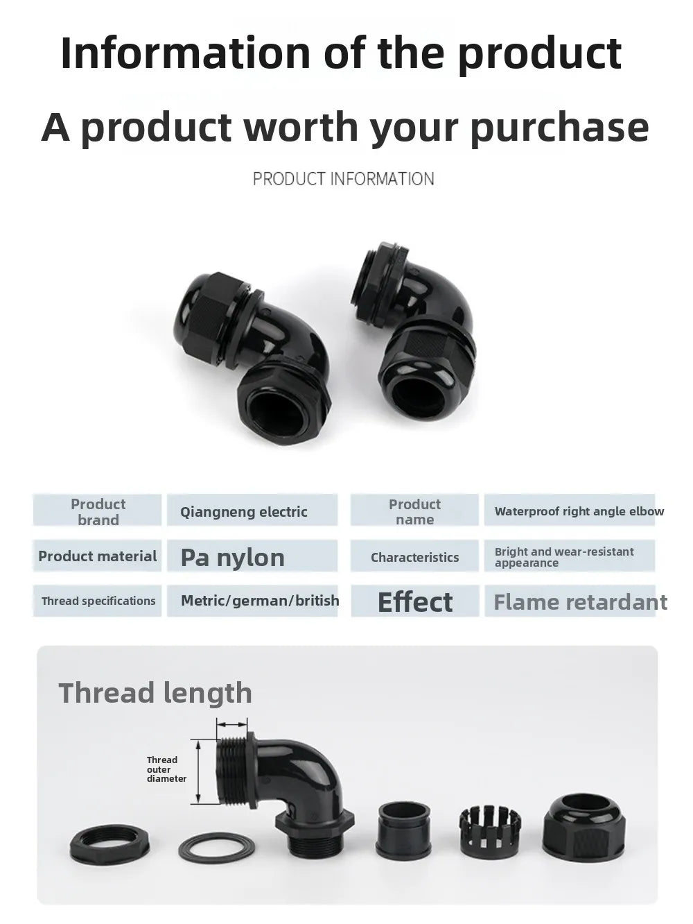5-Pack 90° Waterproof Nylon Cable Glands M12 M16 M20 M25