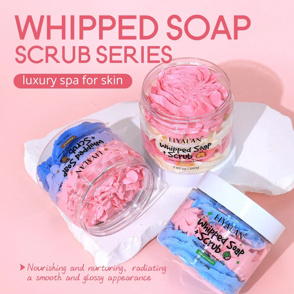 Vegan Whipped Soap & Scrub – Exfoliating Body Wash in Fruity Scents Peaceful Pleasures Health and Wellness
