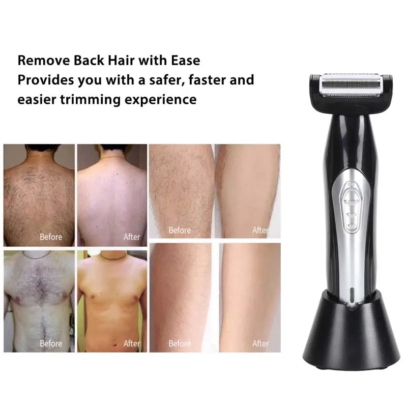 Back&Body Trimmer with Folding Design Electric Back Shaver with Charging Base for Men Back Hair Shaver Easy to Store Peaceful Pleasures Health and Wellness