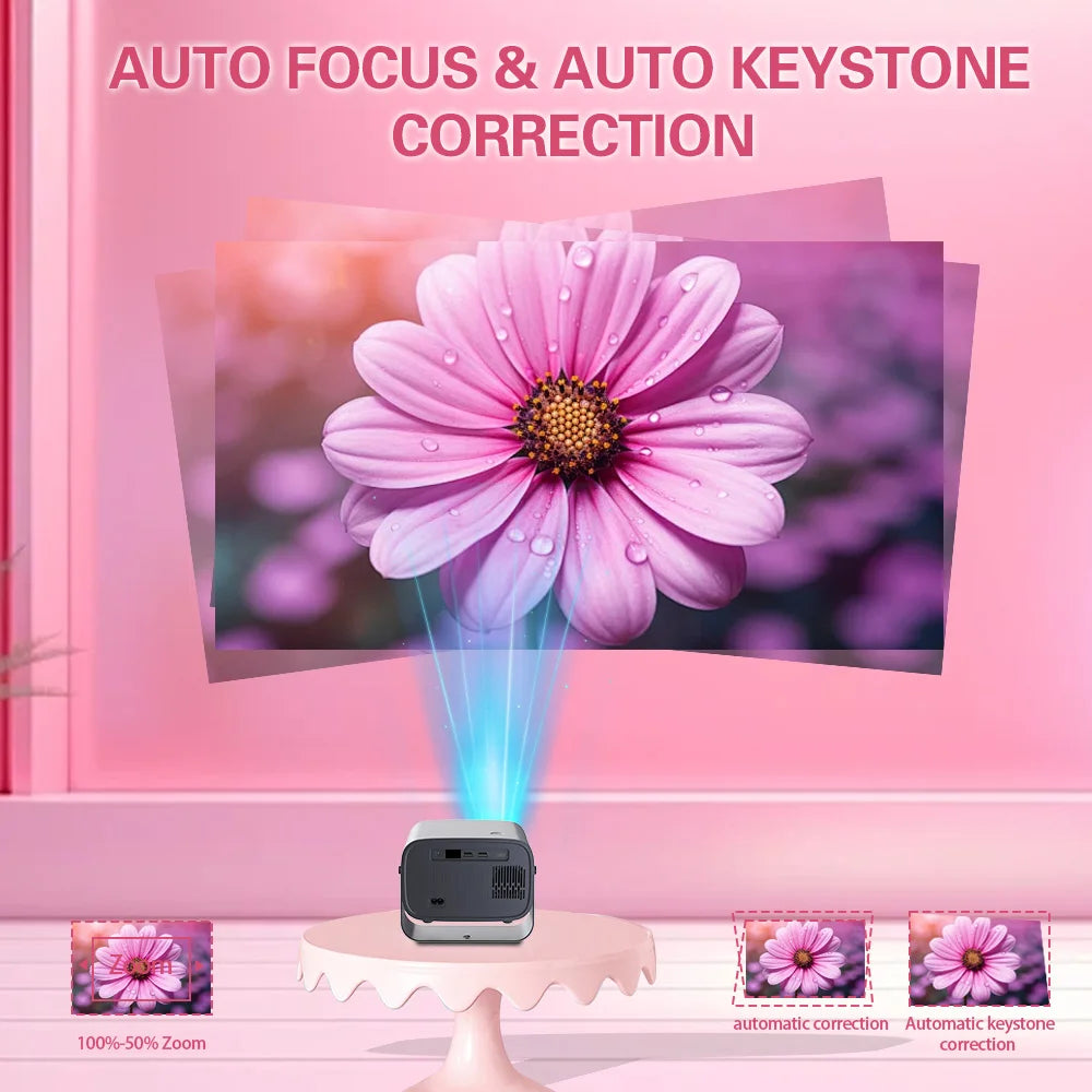 Mini 4K Projector A10 Android 13 WiFi6 BT5.0 Portable Home Cinema Outdoor Movie 280ANSI 1080P Video Projector Peaceful Pleasures Health and Wellness
