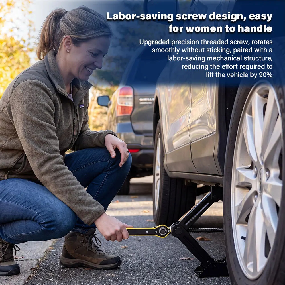 1.5T/2T Car Scissor Jack Auto Emergency Crank Lift Stand Labor-Saving Repair & Tire Replacement Tool with Wrench for SUV Vehicle Peaceful Pleasures Health and Wellness