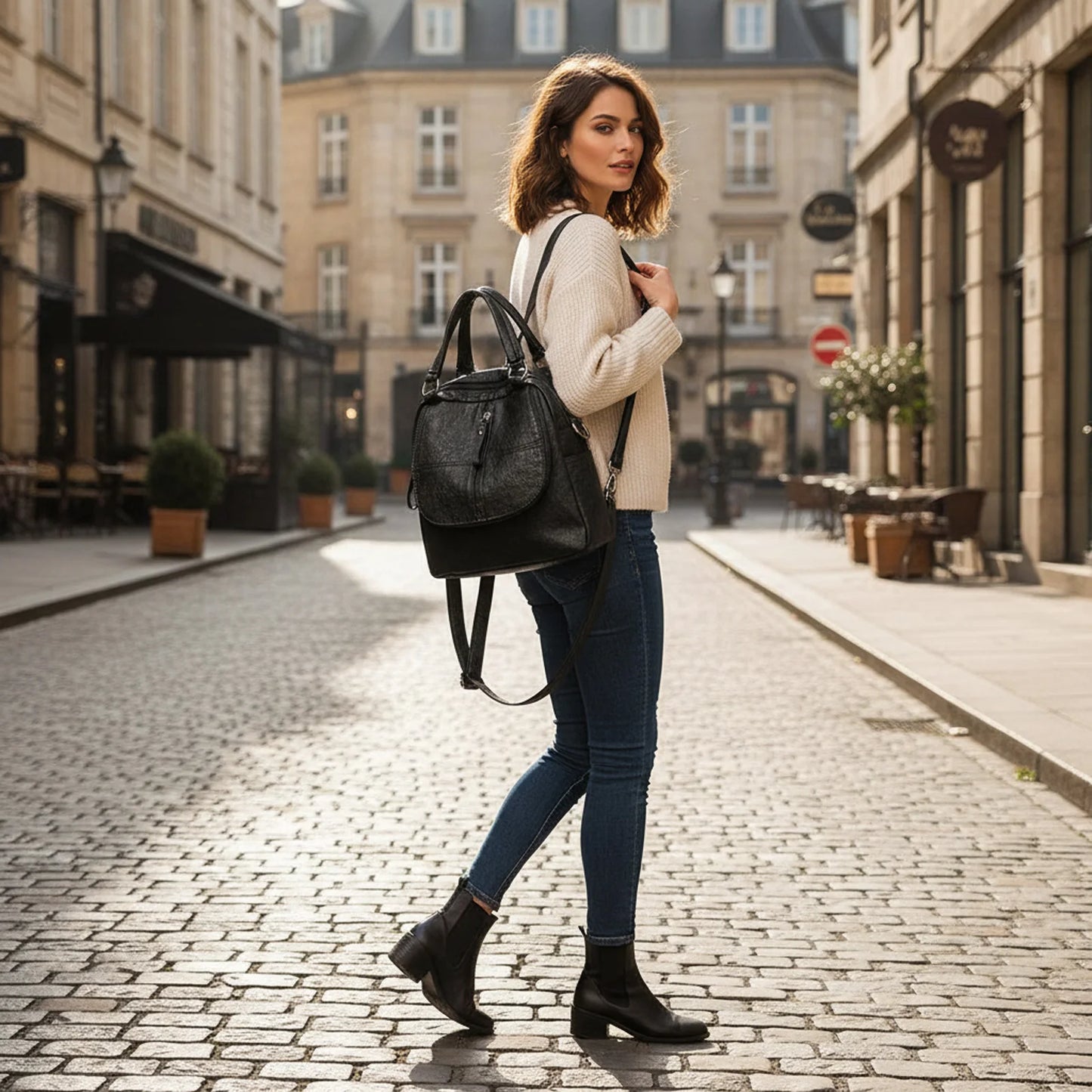 Women's Backpack Daily Commute School Travel Soft PU Leather Multiway Shoulder Bag Versatile Retro Chic Fashionable Peaceful Pleasures Health and Wellness