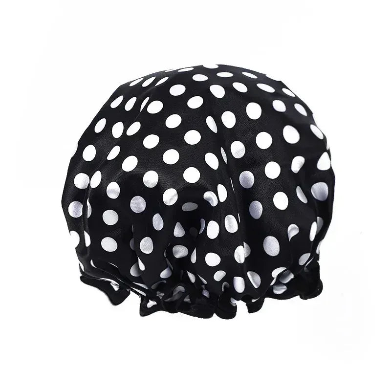 Waterproof Double Layer Shower Cap – Leopard & Polka Dot