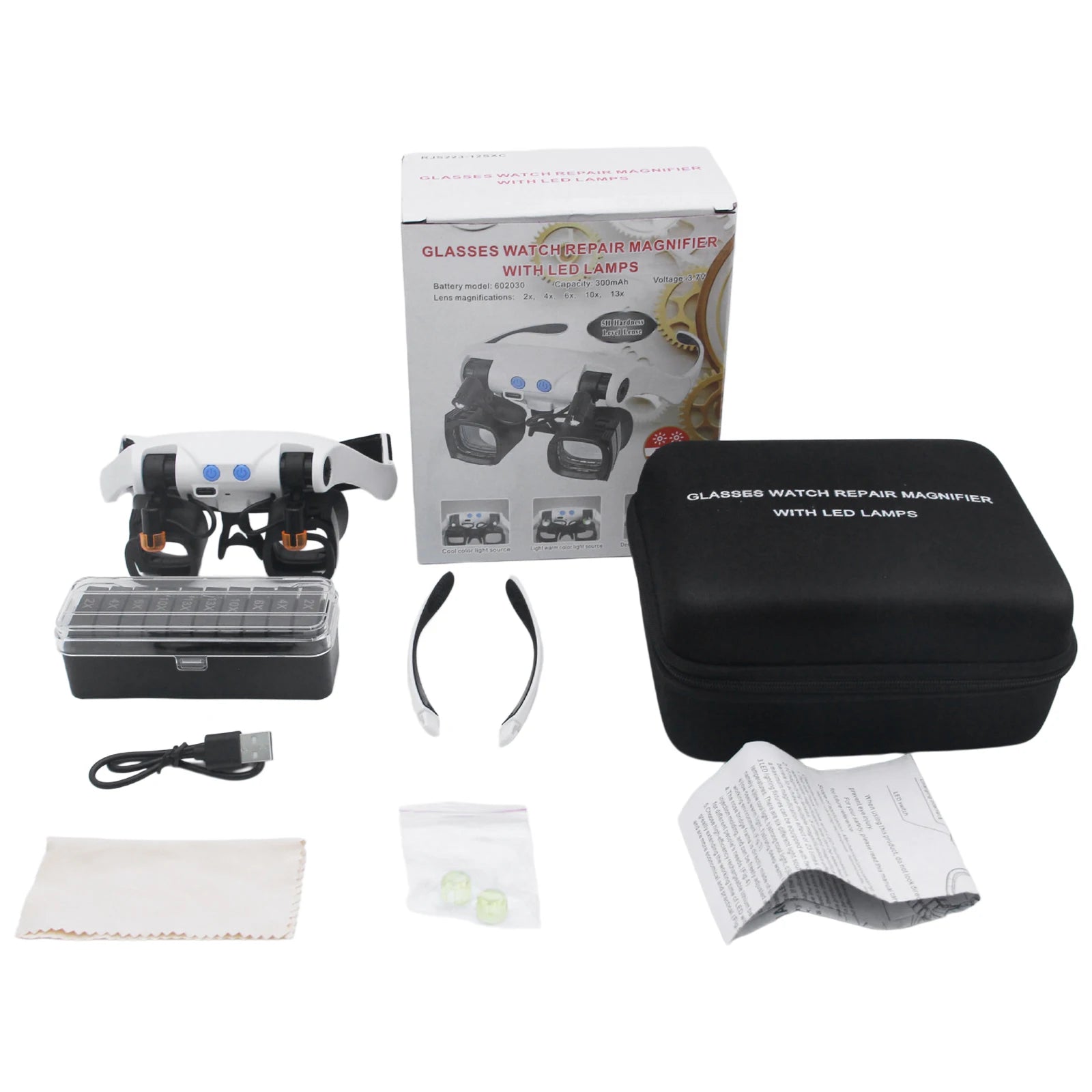 Lighted Magnifier with LED Light with 10 Interchangeable Lenses 2X 4X 6X 10X 13X for Jewelry Soldering Craft Electronics Repair Peaceful Pleasures Health and Wellness
