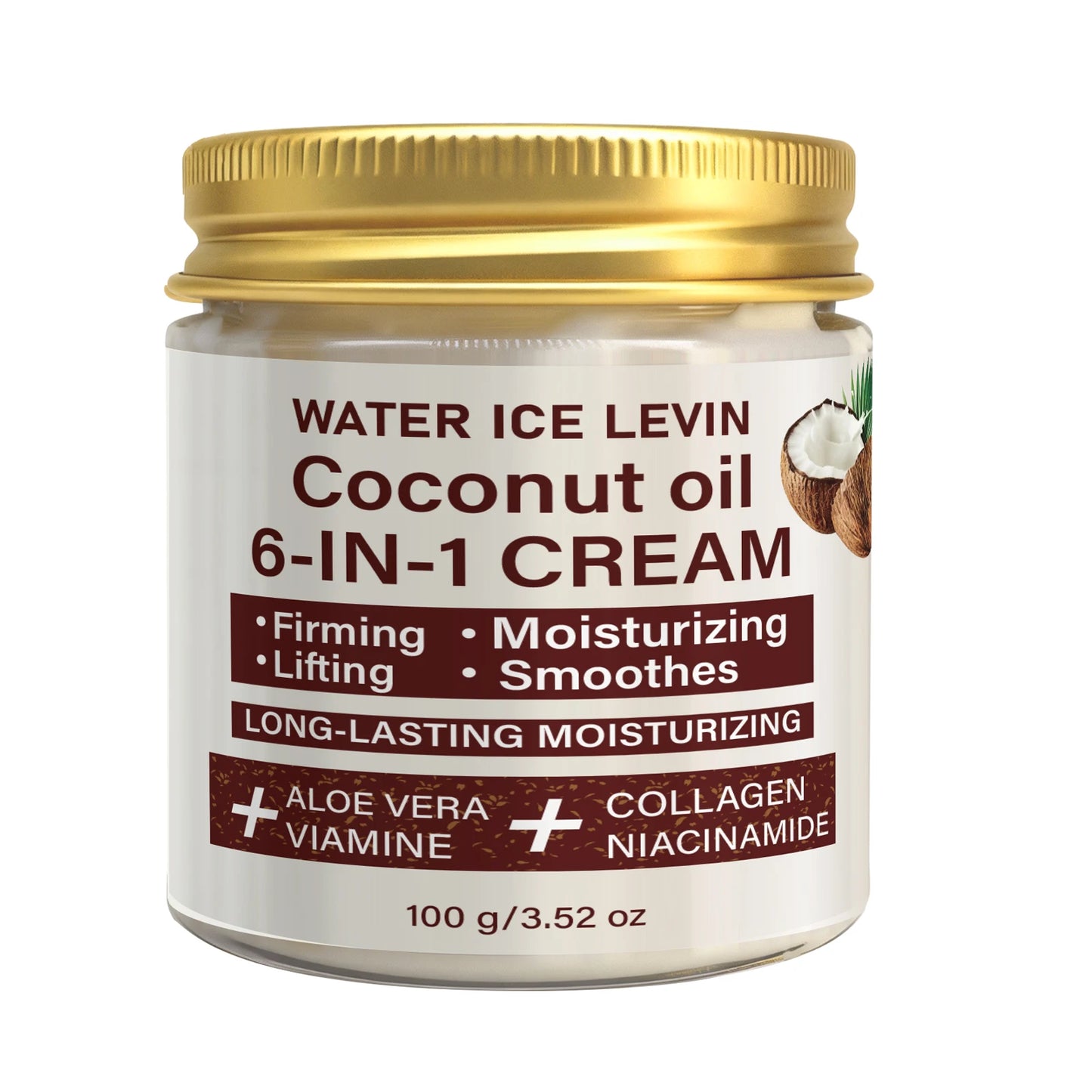 Coconut Oil 6-in-1 Face Cream | Collagen & Aloe Vera 100g Face Moisturizer Cream Peaceful Pleasures Health and Wellness WHITE 100g