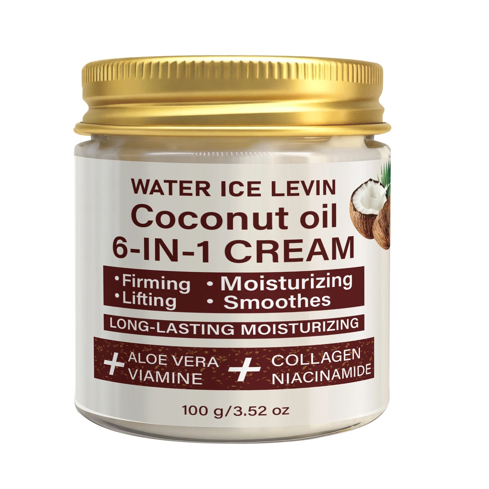 Coconut Oil 6-in-1 Face Cream | Collagen & Aloe Vera 100g Face Moisturizer Cream Peaceful Pleasures Health and Wellness WHITE 100g