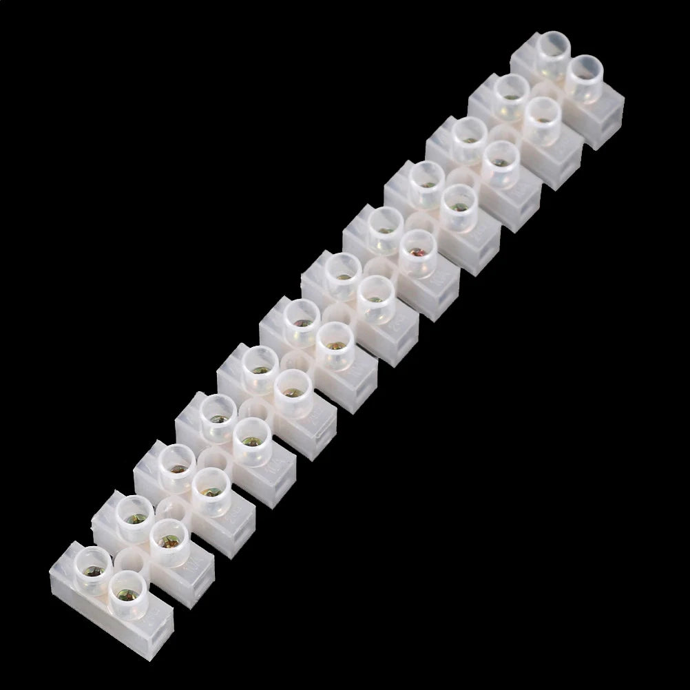 Dual Row 12-Position 10A Screw Terminal Block Wire Connector