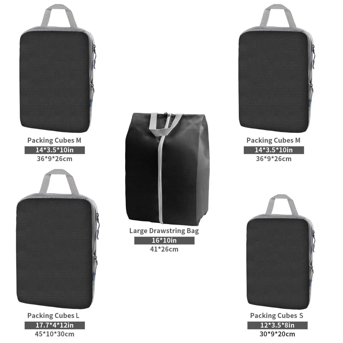 5/8pc Set Compression Packing Cube Extensible Waterproof Organizer Bags for Travel Suitcase Clothing Luggage Sorting W/ Shoe Bag Peaceful Pleasures Health and Wellness