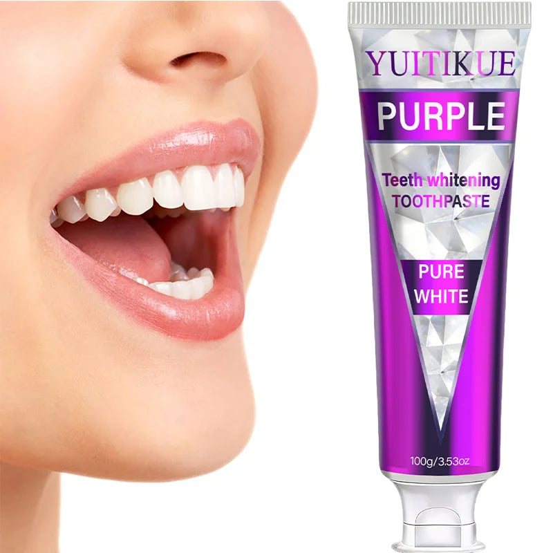 YUITIKUE Purple Teeth Whitening Toothpaste | Pure White Teeth Care | Gentle Oral Cleansing 100g Peaceful Pleasures Health and Wellness