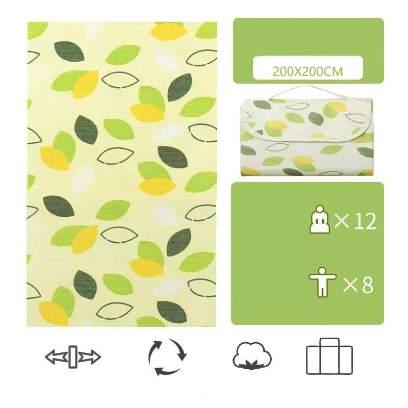 Outdoor Thickened Waterproof Camping Non-woven Fabric Picnic Mat Moisture-proof Mat Beach Mat Peaceful Pleasures Health and Wellness Leaves-200x200cm