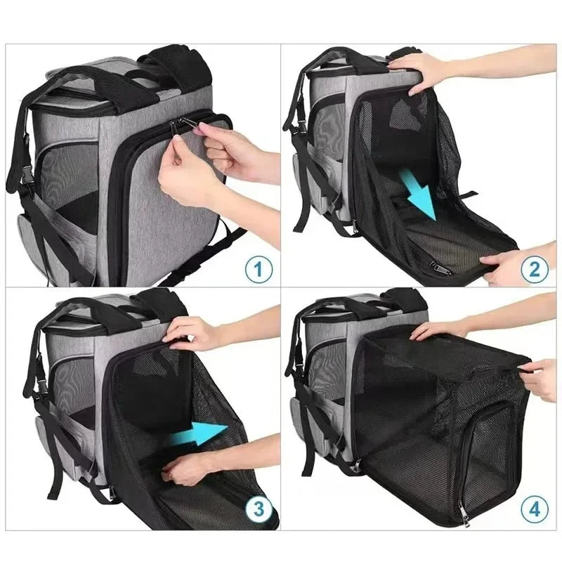 Breathable Foldable Expandable Large Capacity Creative Pet Carrier Backpack Travel Transport Bag for Cats Small Dogs Peaceful Pleasures Health and Wellness