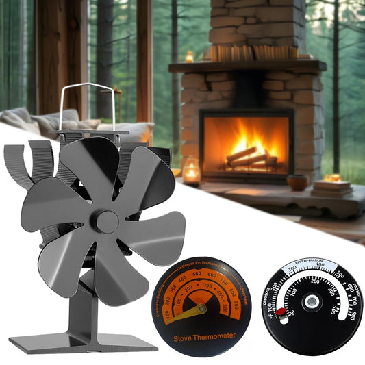 6-Blade Heat Powered Wood Burning Stove Fan | No Electricity Stove Fan Oasis Select