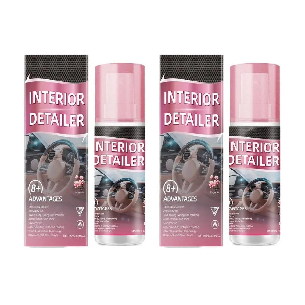 Car Renew Polishing Cleaner Instrument Panels Leather Seats Plastic Surface Cleaning Protecting Car Interiors Rinse-free Spray Peaceful Pleasures Health and Wellness 2pcs Polishing agent
