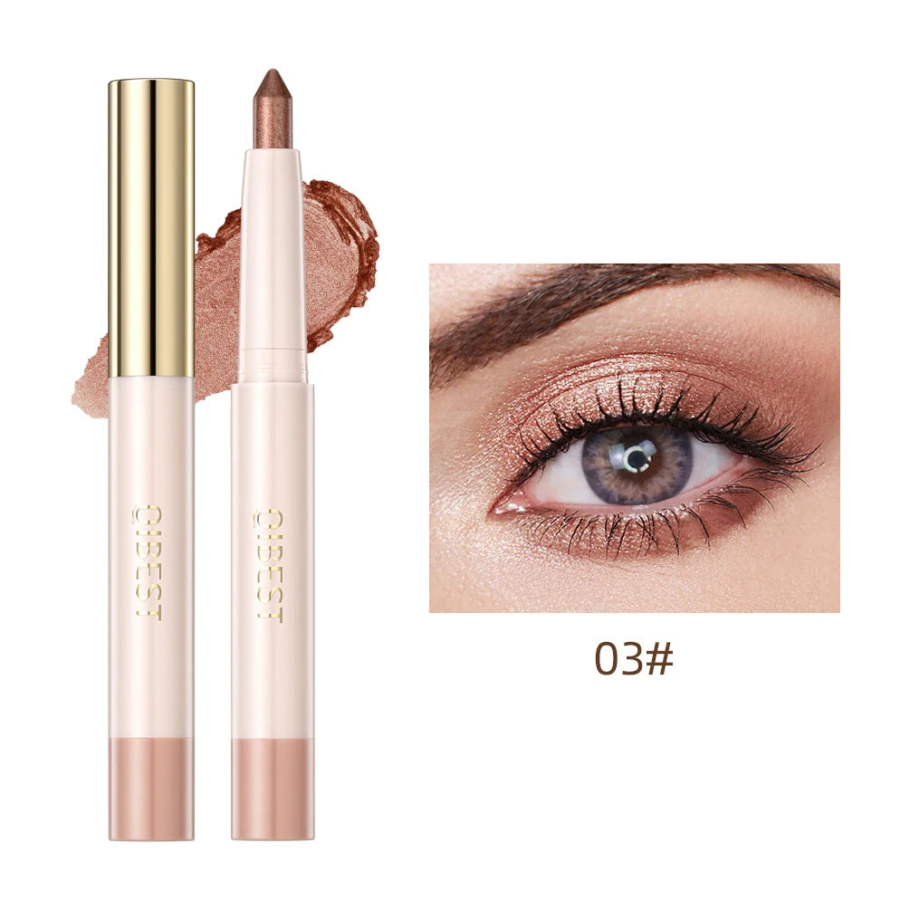 QIBEST Pearlescent Eyeshadow Stick Long Lasting Glitter Shimmer Nude Eye Shadow Pencil Makeup Highlighter Brighten Cosmetics Peaceful Pleasures Health and Wellness 03
