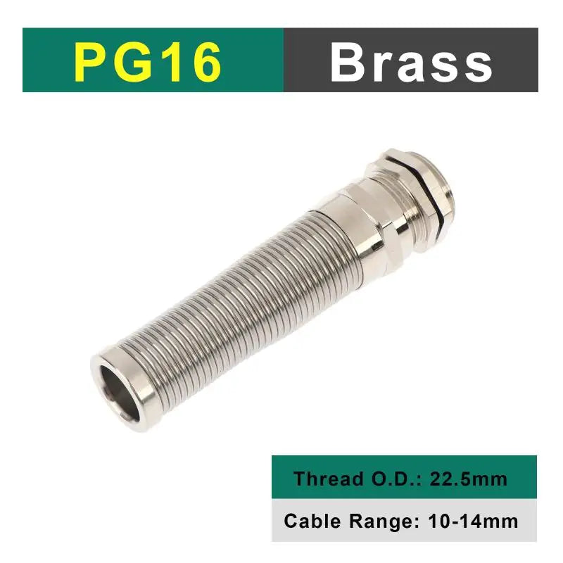 New IP68 Electrical Waterproof Strain Relief Anti-Bending Nickel-Plated Brass Cable Gland Connector Nylon Metal Cord Grips Peaceful Pleasures Health and Wellness PG16x1.5 10-14mm