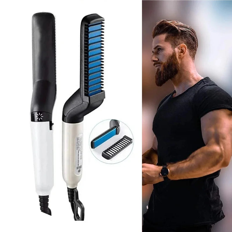VamsLuna Electric Beard Straightener Brush for Men | Heat Comb