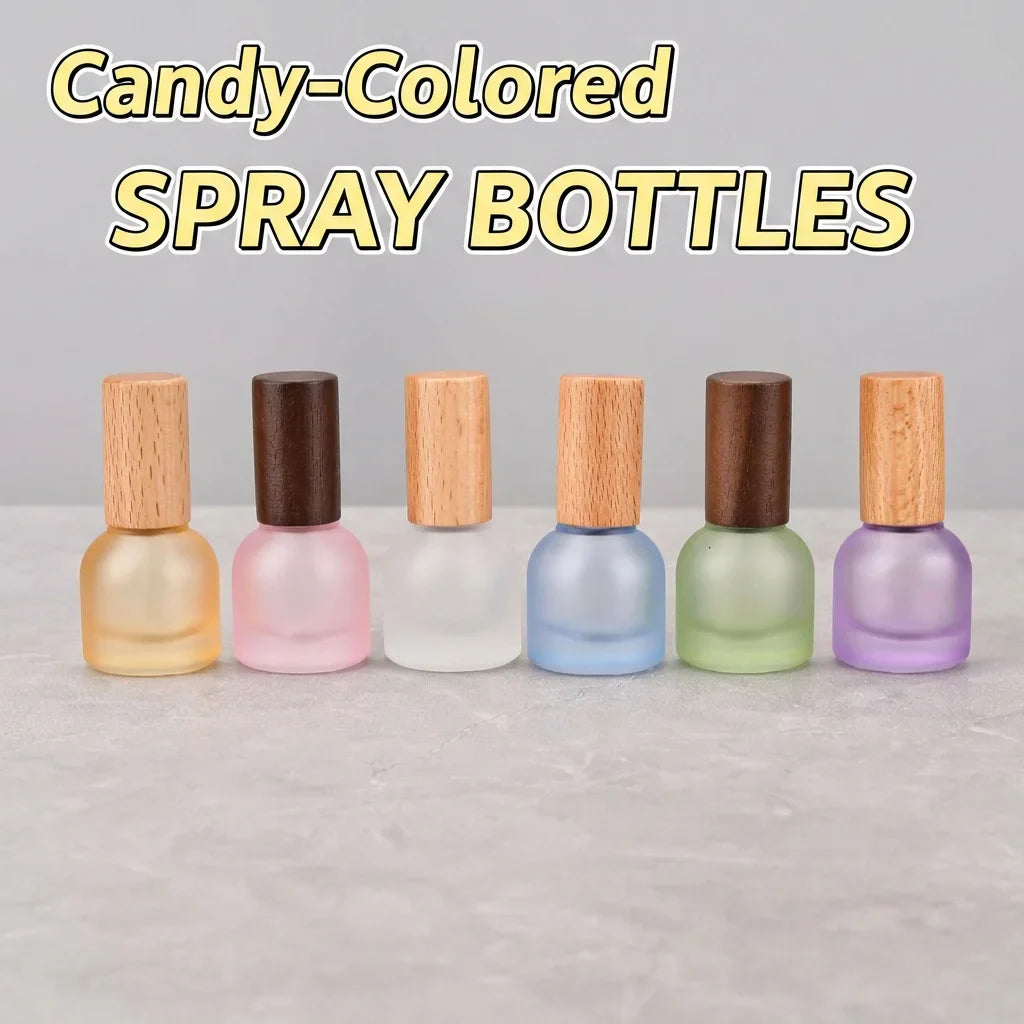 10ml Frosted Glass Refillable Perfume Spray Bottle | Wooden Cap