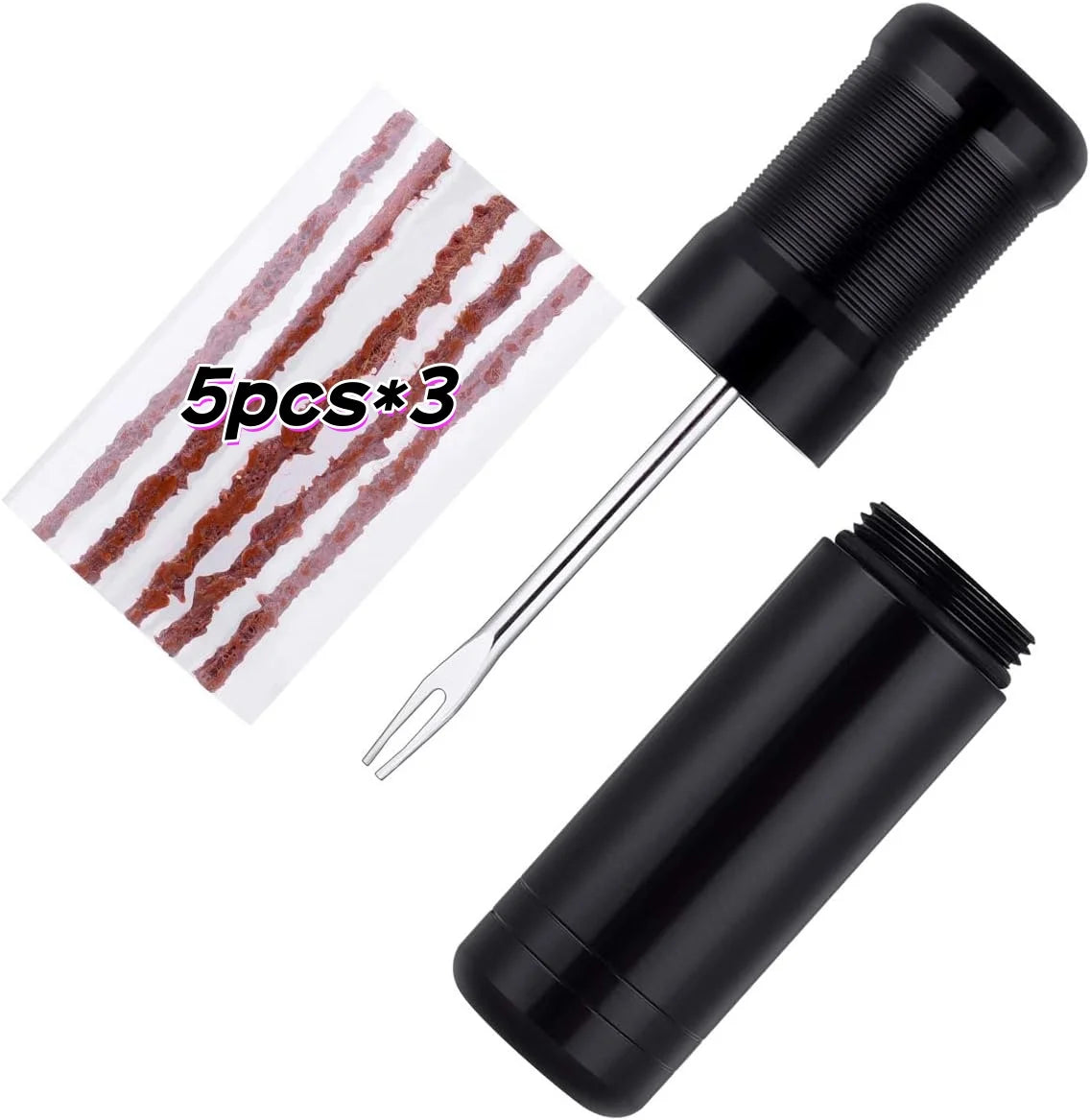 Car Tire Repair Tool Kit Rubber Strip Tubeless Tyre Puncture Studding Plug Universal Patch Set With Rubber Strips Bike Tool Peaceful Pleasures Health and Wellness 3x5pcs