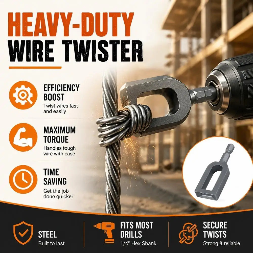 Steel Wire Twister Tool Electric Drill Attachment Fast Wire Twisting Fence Wire Tying Tool Cable Device For Construction Farm Peaceful Pleasures Health and Wellness
