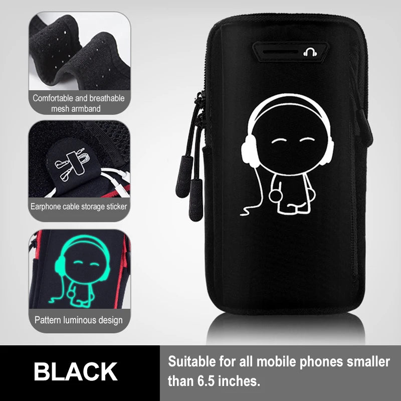 armband for cell phone running arm Cell phone running bag Running racing accessories Sports phone armband Bag for cellphone Peaceful Pleasures Health and Wellness Black (6.5 inch)