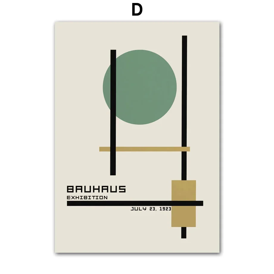 Scandinavian Bauhaus Green Color Block Canvas Wall Art Print