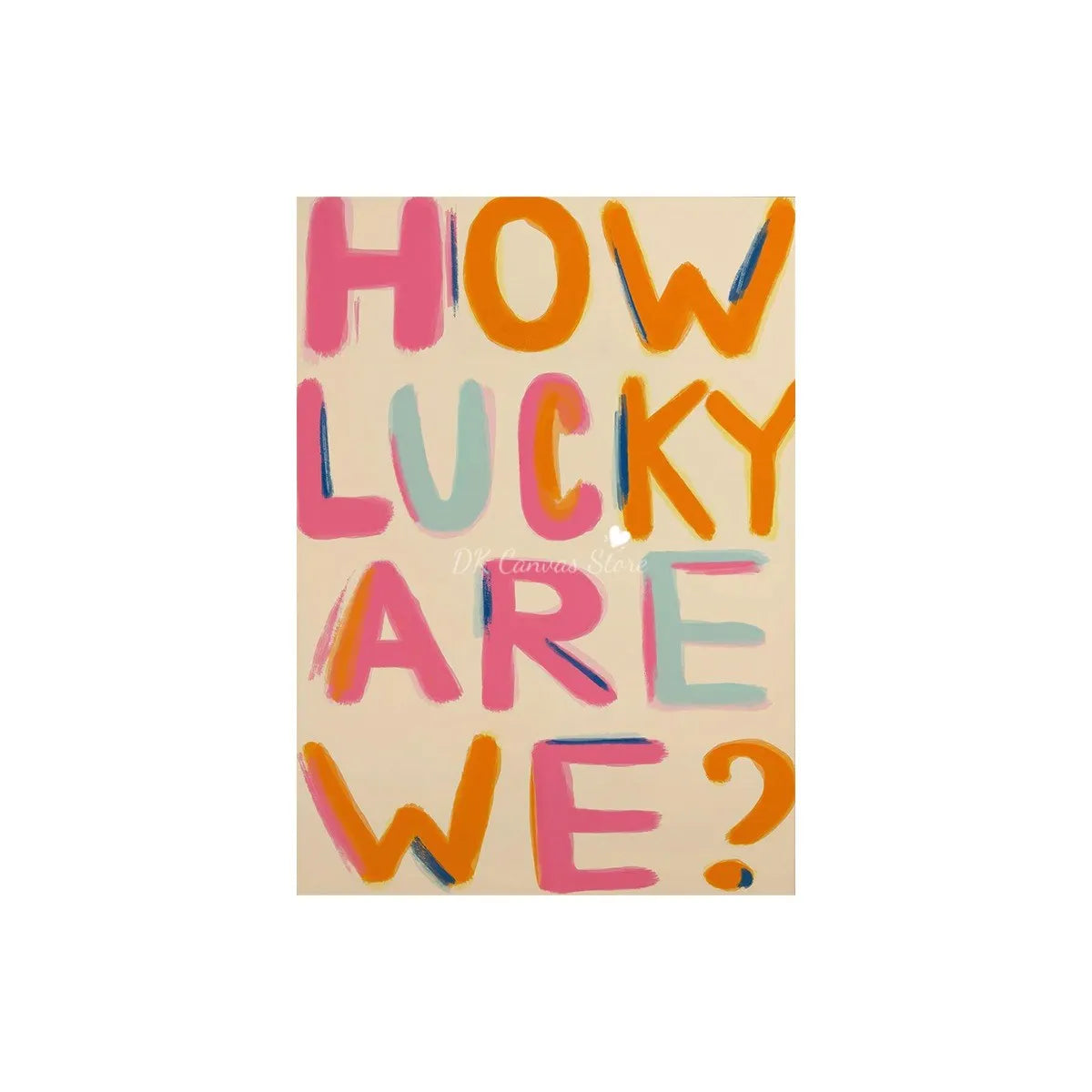 "How Lucky Are We" Quote Canvas Print Poster Modern Heart Stripe Art Prints Bedroom Living Room Wall Art Home Decor Poster Peaceful Pleasures Health and Wellness E 50x70cm