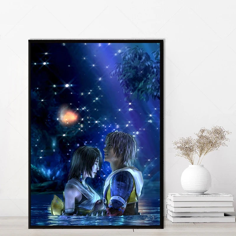 Wall Art Canvas Final Fantasy X Tidus and Yuna Poster Painting For Living Room Picture Printed Child Bedroom Home Decor Frame Peaceful Pleasures Health and Wellness 03 30x40cm Unframed