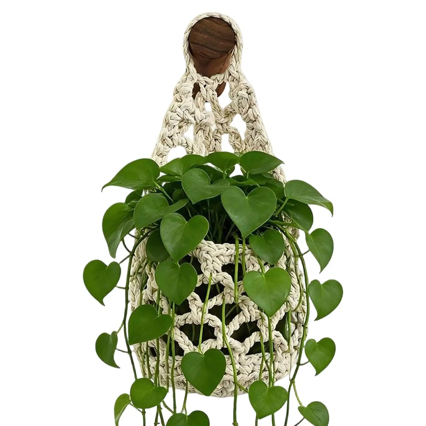 Boho Macrame Plant Hanger – Cotton Rope Woven Basket