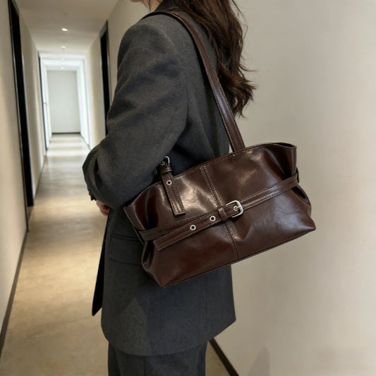 New Korean Style High End Commuting Shoulder Bag Large Capacity Niche Handbag Fashionable All Match Tote Versatile Commuting Bag Peaceful Pleasures Health and Wellness