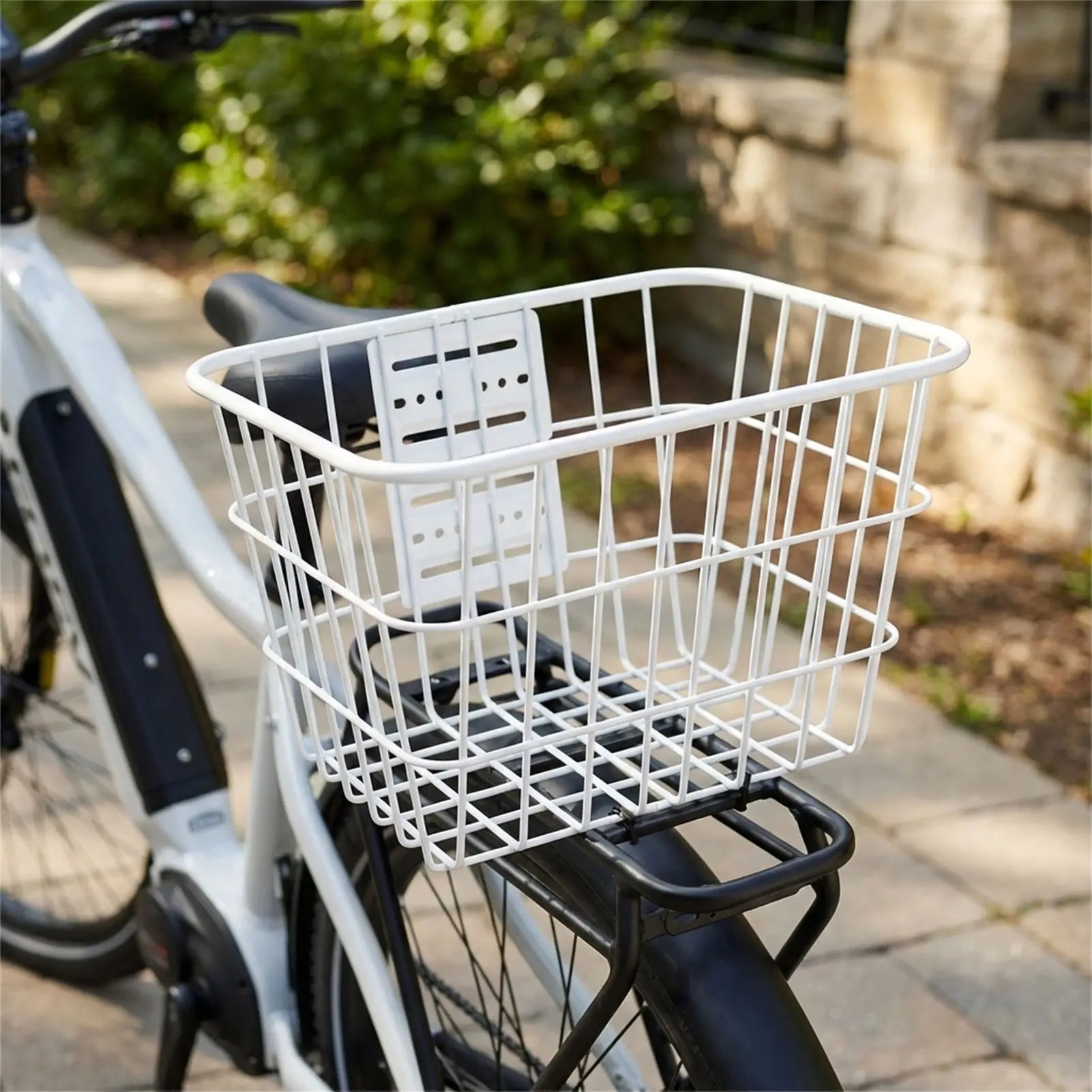 Metal Rear Bike Basket For Electric Bicycle With Lid And Reinforced Structure Peaceful Pleasures Health and Wellness