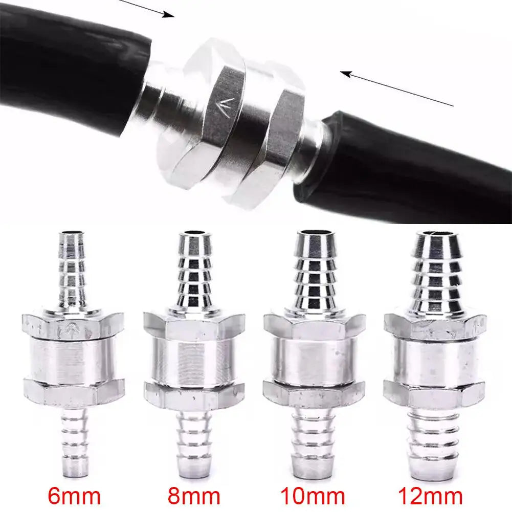 Aluminium Fuel Line One-Way Check Valve | 6–12mm Anti-Backflow