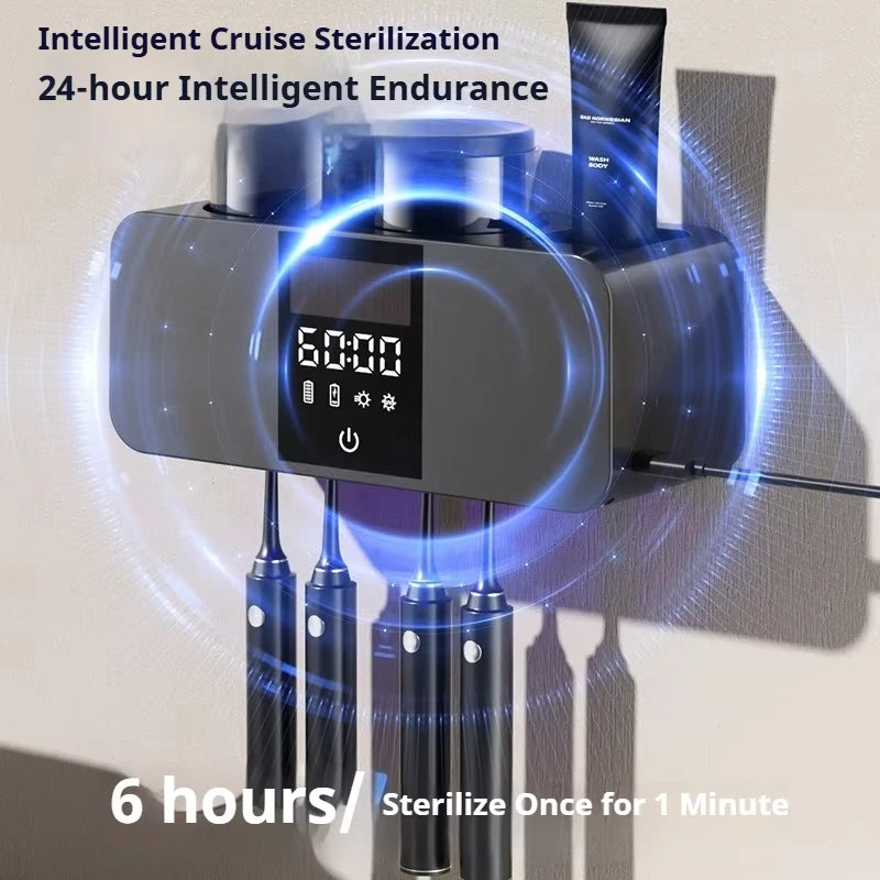 UV Electric Toothbrush Sterilizer Wall Mounted Wireless Rechargeable Toothbrush Drying Sterilization Holder Dryer Peaceful Pleasures Health and Wellness