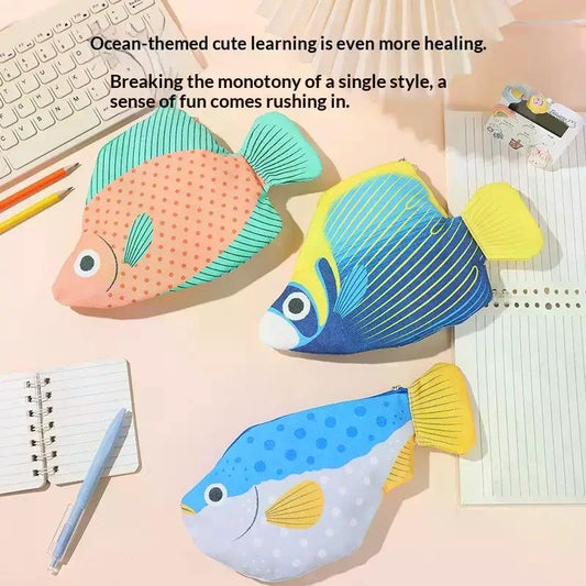 Quirky Sea Fish Pencil Case – Large Capacity Cartoon Organizer Novelty Pencil Case Oasis Select