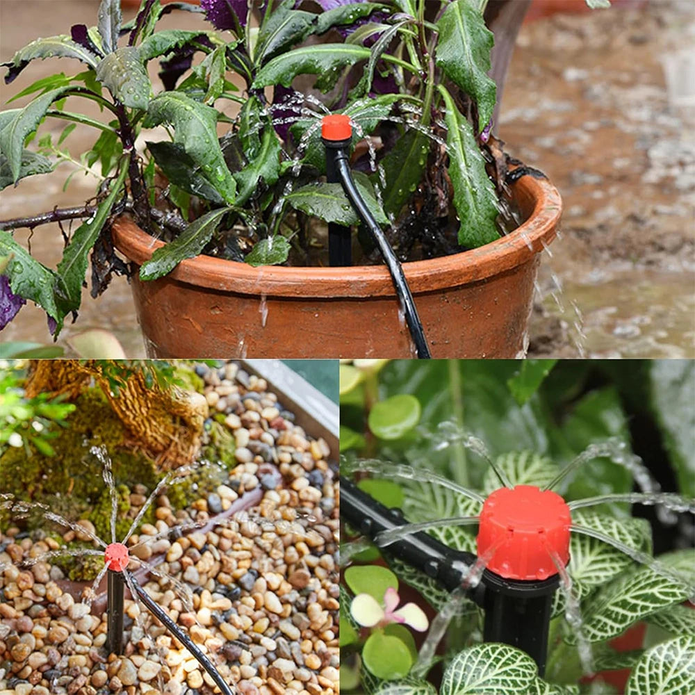 Garden Drip Irrigation Automatic Watering System Kit 1/4'' 13CM Sprinkler for Bonsai Pot Plant Flower Vegetable Greenhouse Peaceful Pleasures Health and Wellness