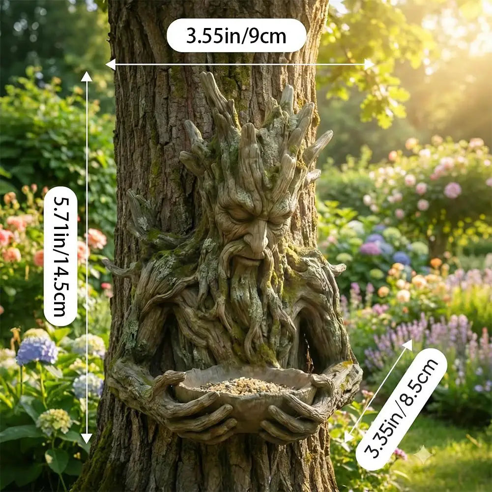 Tree Face Bird Feeder | Resin Old Man Tree Garden Sculpture