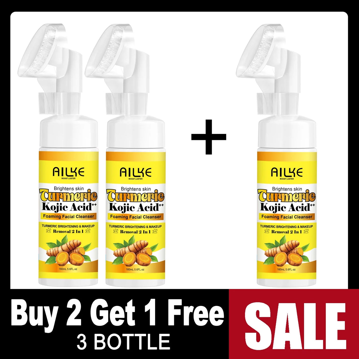 AILKE Brightening Foaming Cleanser – Turmeric & Kojic Acid 160ml