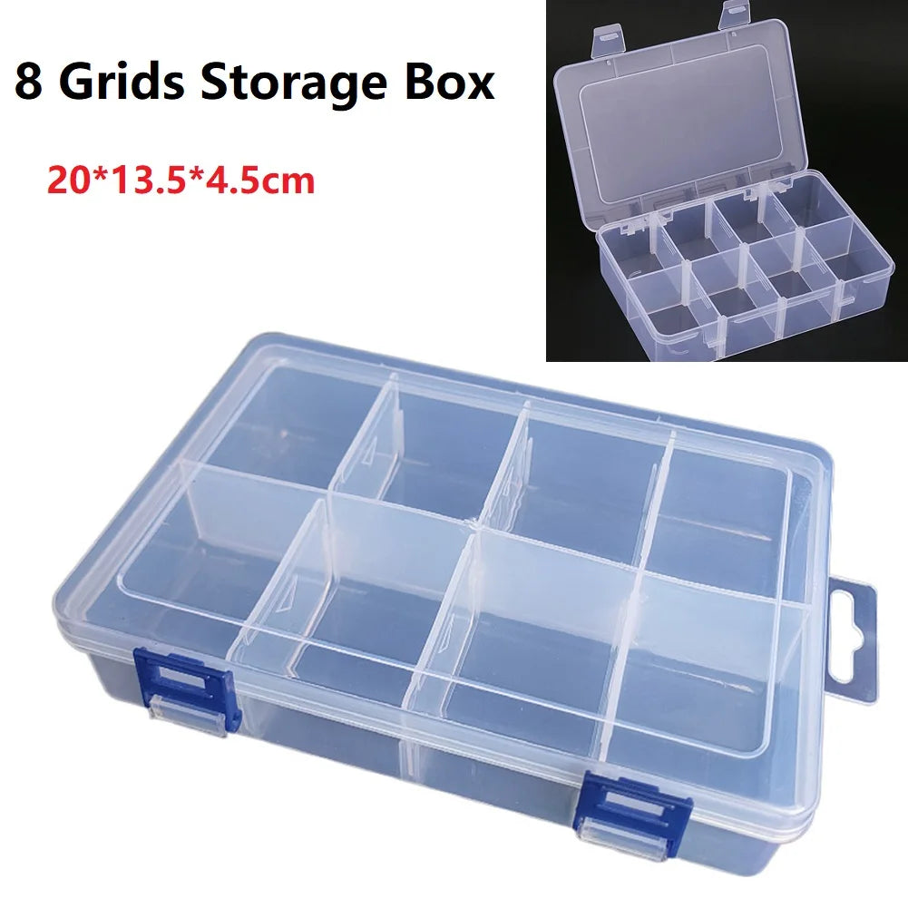 Adjustable 8 Grids Compartment Plastic Jewelry Storage Box Screw