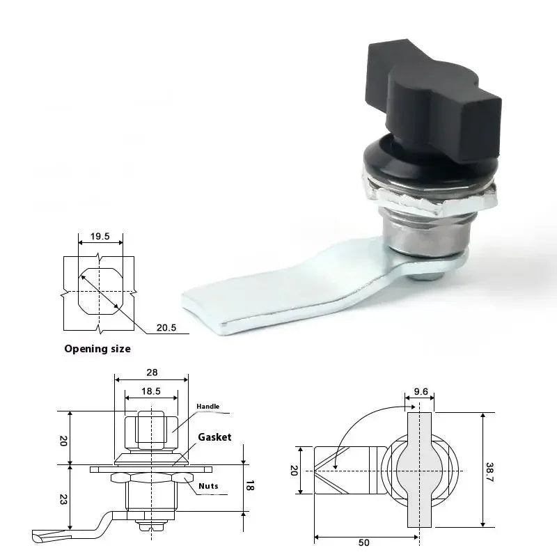Cylindrical Tongue Keyless Lock for Cabinet Doors, Garage Distribution Cabinet; Industrial Quality Lock Handle Tools Peaceful Pleasures Health and Wellness 01