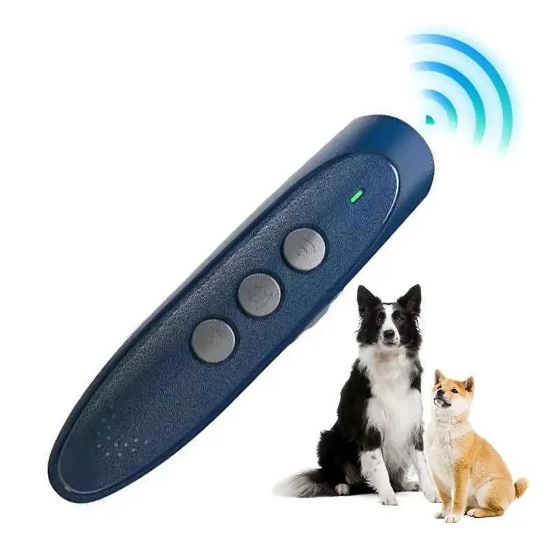 Handheld Ultrasonic Anti-Barking Dog Bark Training Device Silent Pet Behavior Control Deterrent Tool With LED Indicator Peaceful Pleasures Health and Wellness Navy-Blue