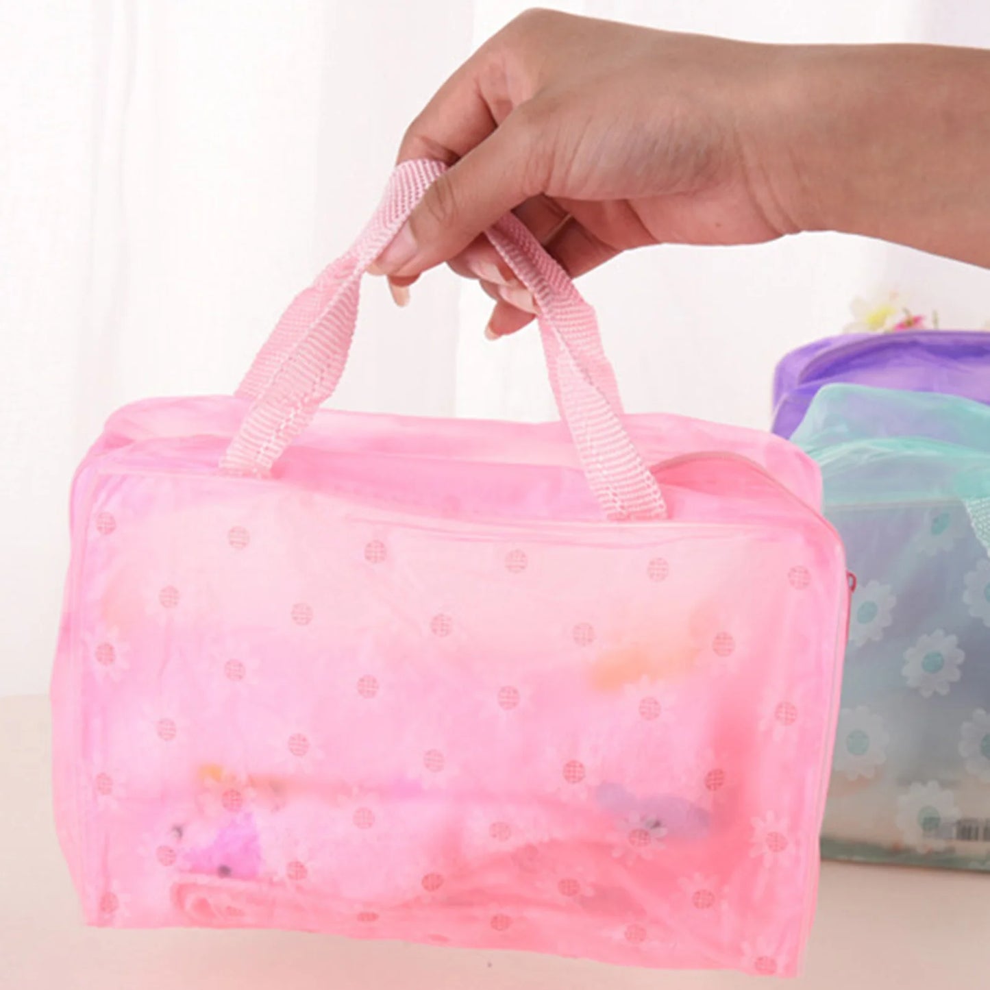 PVC Waterproof Clear Makeup Bag With Zipper And Handle For Travel Bathroom Storage Cosmetic Organizer Peaceful Pleasures Health and Wellness