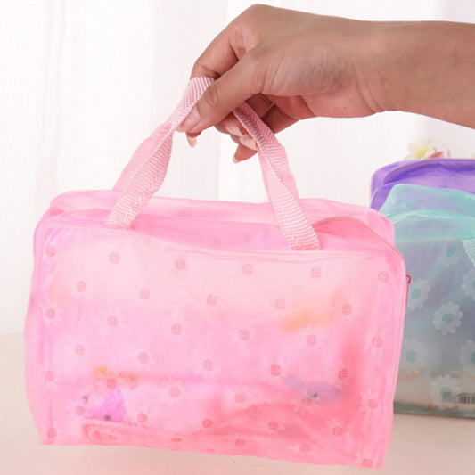 PVC Waterproof Clear Makeup Bag With Zipper And Handle For Travel Bathroom Storage Cosmetic Organizer Peaceful Pleasures Health and Wellness