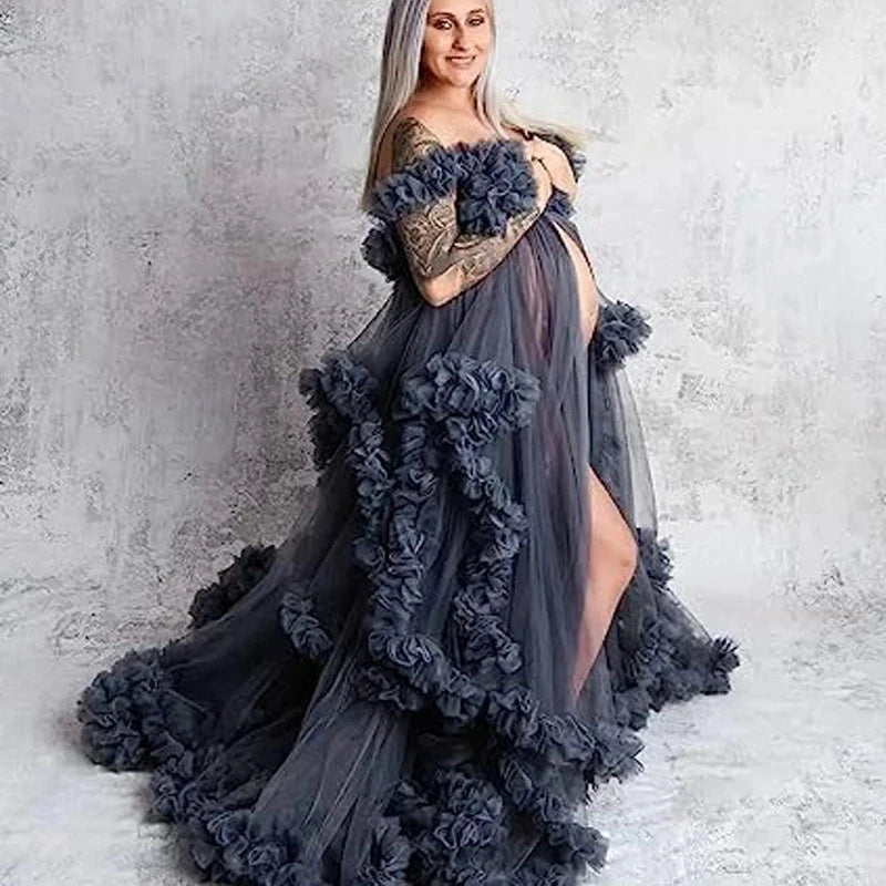 Tulle Lace Maternity Dress | Baby Shower & Photoshoot Gown