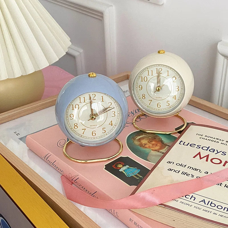 Nordic Style Alarm Clock Digital Quartz Clock Home Ornament Portable Mute Clocks with Metal Stand for Bedroom Decor Peaceful Pleasures Health and Wellness
