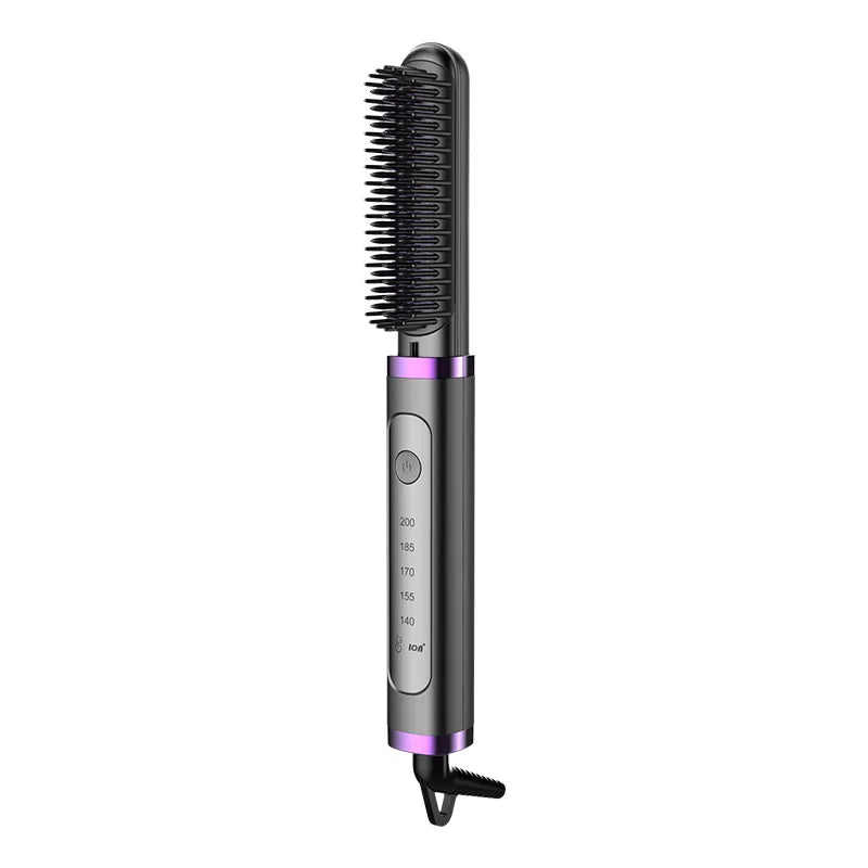 Electric Hair Straightening Brush Fast Heating Hot Comb Brush Negative Ion Hair Straightening Comb Peaceful Pleasures Health and Wellness PURPLE US