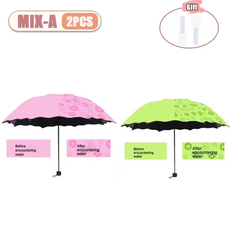 UV Protection Folding Parasol – Sun & Rain Dual Use Umbrella Folding Parasol Umbrella Peaceful Pleasures Health and Wellness metal-fiber composite 8K MIX-A-2PCS